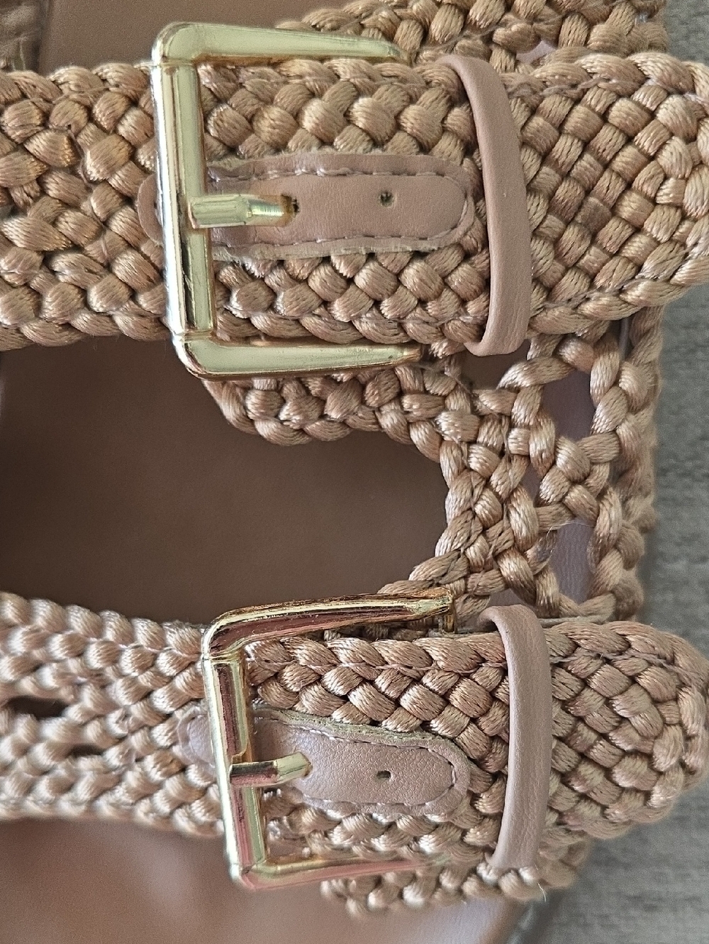 Joie Woven Birken Double-Buckle Slide Sandals - Metallic Brown Sz 8.5 - Picture 3 of 9